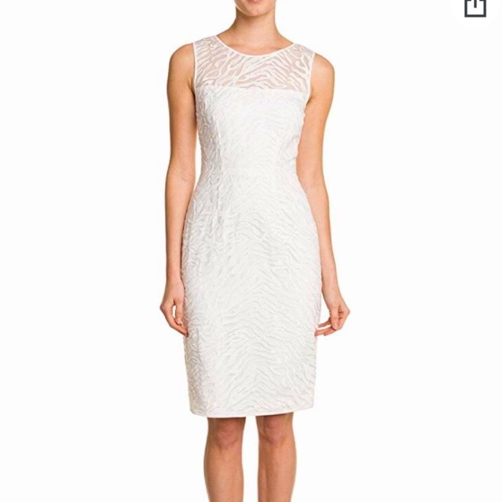 NWT BCBG MaxAzaria White Alice Embroidered Lace Sheath Dress Size 0